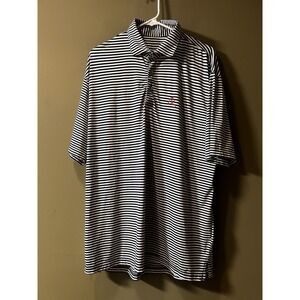 Rhoback Mens Golf Performance Polo Blue White Stripe Short Sleeve Shirt XL